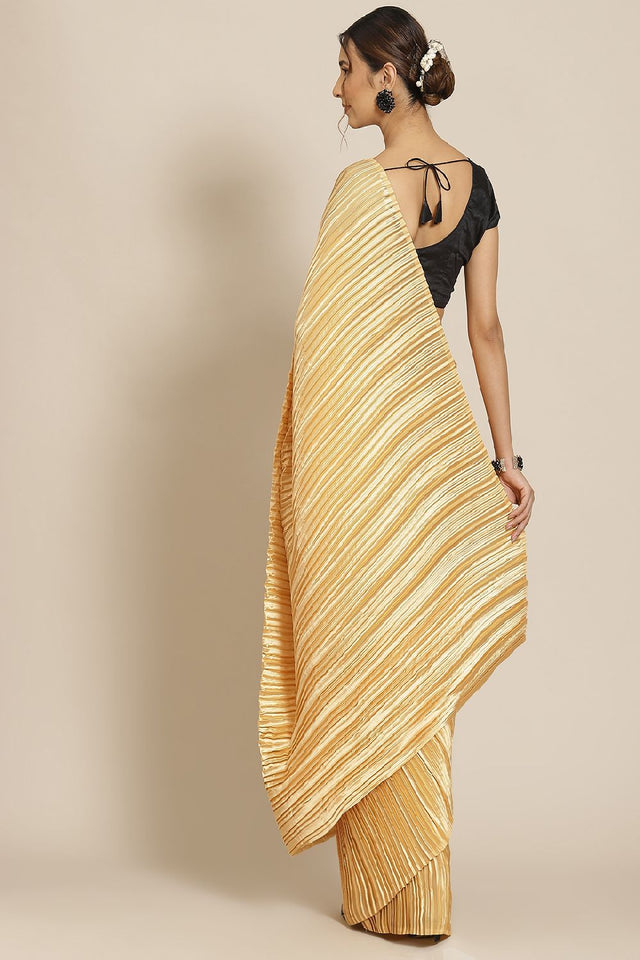 Women's Gold Satin Silk Saree