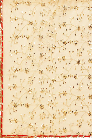 Women's Cream Net Saree