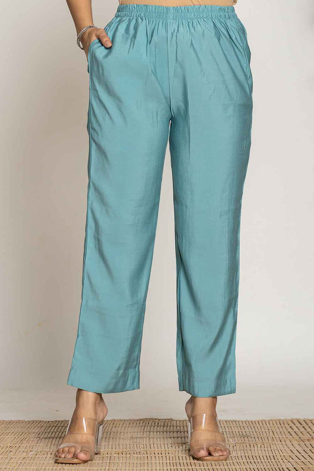 Turquoise Sequins Silk Co-Ord Set (6015CRDTB)