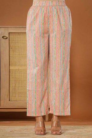 Yellow Floral Print Cotton Kurti Pant Set