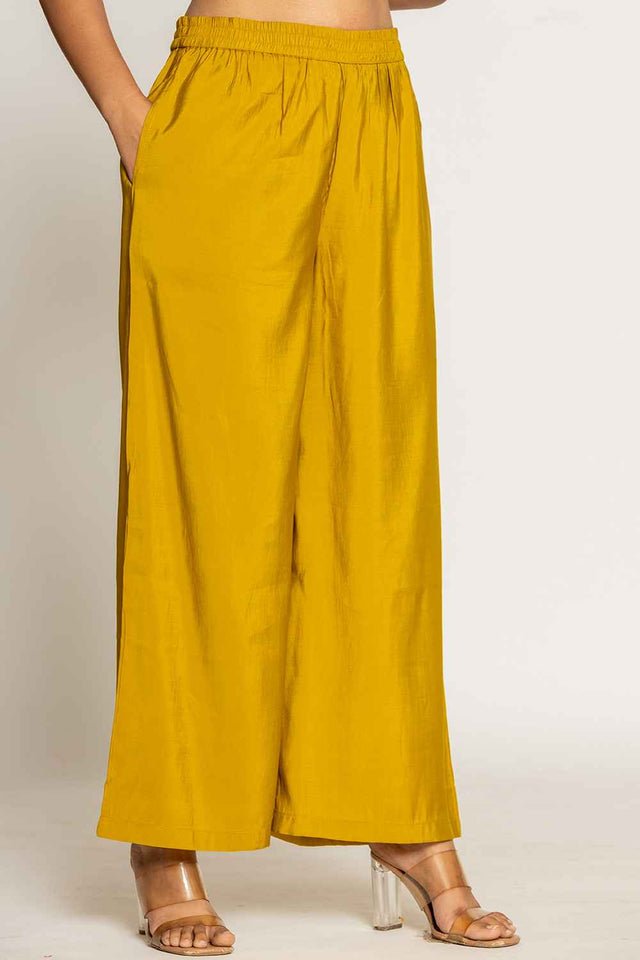 Green Floral Print Silk Kurti Pant Set