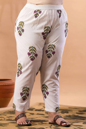 Blue Paisley Printed Cotton Straight Cut Suit Set