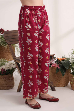 Violet Floral Printed Cotton Kurti Pant Set (6095SKDPR)