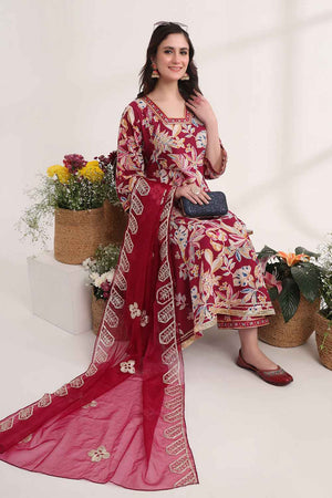 Violet Floral Printed Cotton Kurti Pant Set (6095SKDPR)