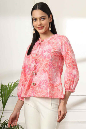 Pink Floral Print Pure Cotton Top (6139TOPPK)