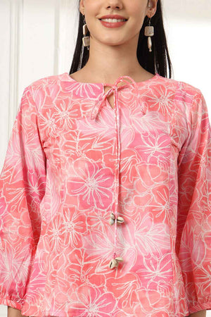 Pink Floral Print Pure Cotton Top (6139TOPPK)