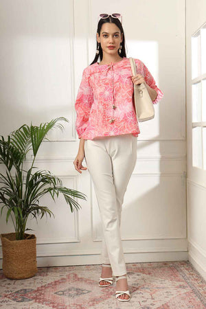 Pink Floral Print Pure Cotton Top (6139TOPPK)