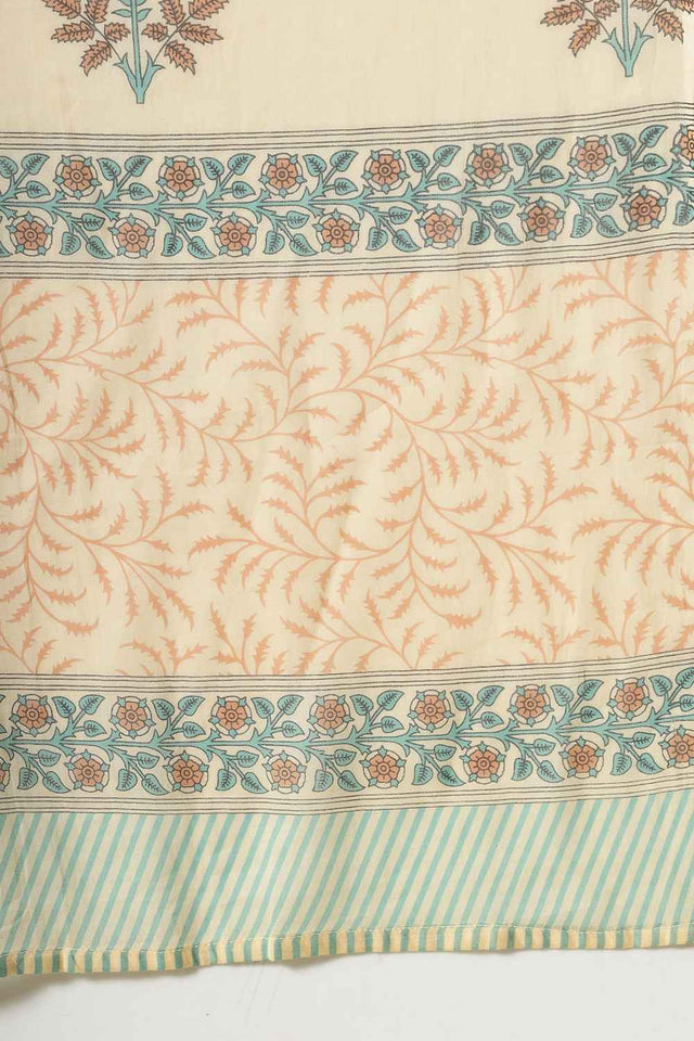 Yellow Floral Printed Cotton Kurti Pant Set