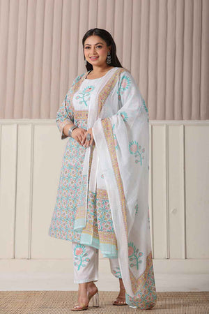 Multi-Color Ethnic Motifs Pure cotton Kurti Pant Set