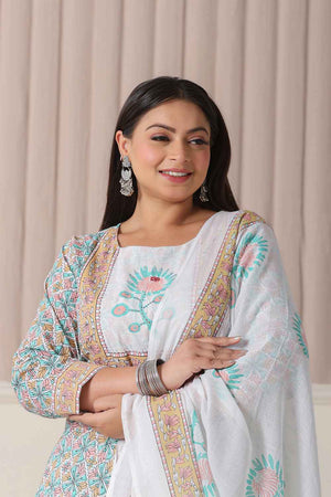 Multi-Color Ethnic Motifs Pure cotton Kurti Pant Set