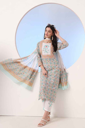 Multi-Color Floral Printed Cotton Kurti Pant Set