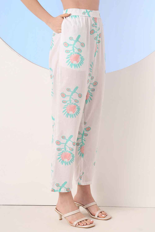 Multi-Color Floral Printed Cotton Kurti Pant Set