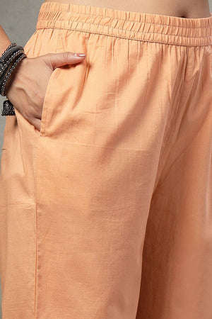 Grey Floral Printed Cotton Straight Cut Suit Set