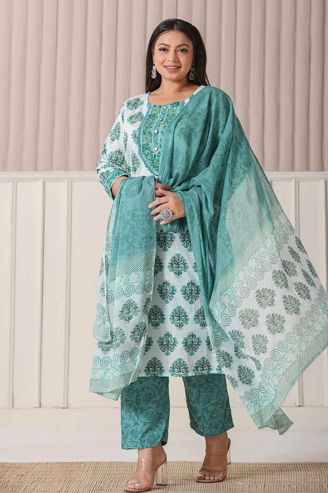 Multi-Color Ethnic Motifs Pure cotton Kurti Pant Set