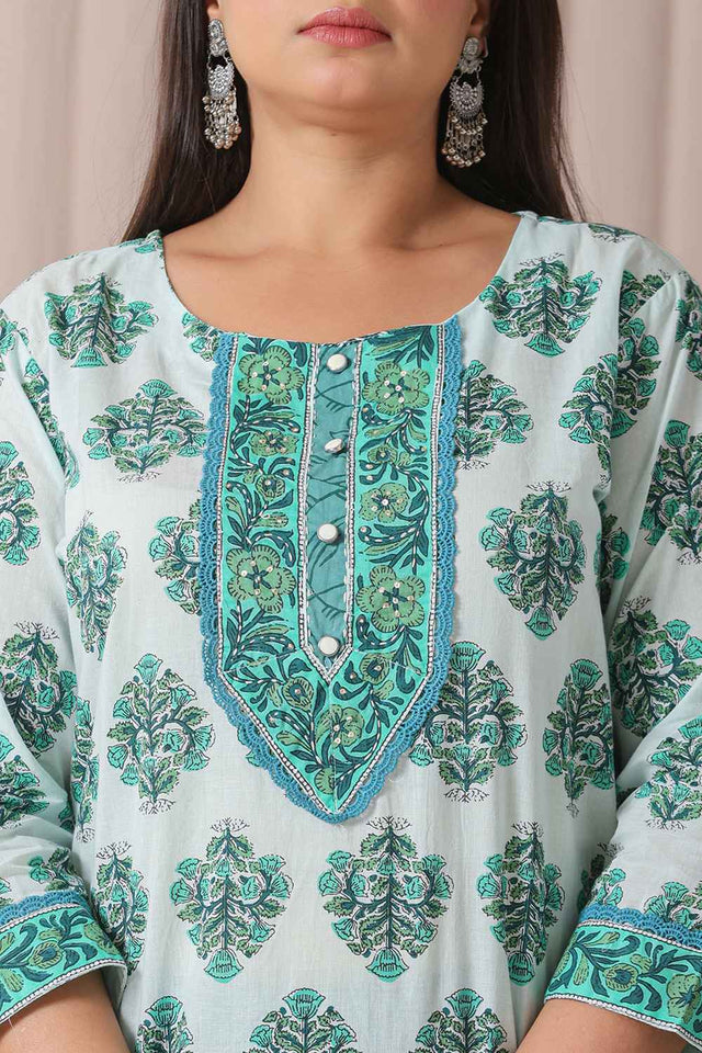 Multi-Color Ethnic Motifs Pure cotton Kurti Pant Set