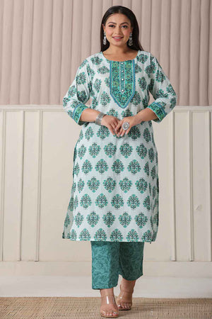 Multi-Color Ethnic Motifs Pure cotton Kurti Pant Set