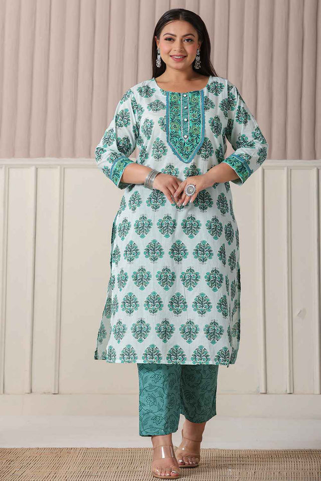 Multi-Color Ethnic Motifs Pure cotton Kurti Pant Set