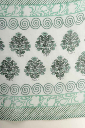 Green Floral Printed Cotton Kurti Pant Set