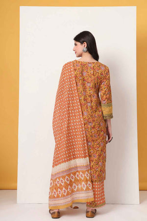 Yellow Floral Printed Cotton Kurti Pant Set