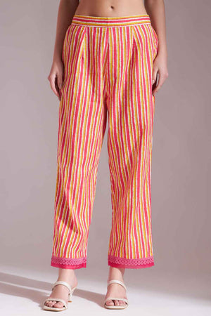 Pink Floral Printed Cotton Kurti Pant Set