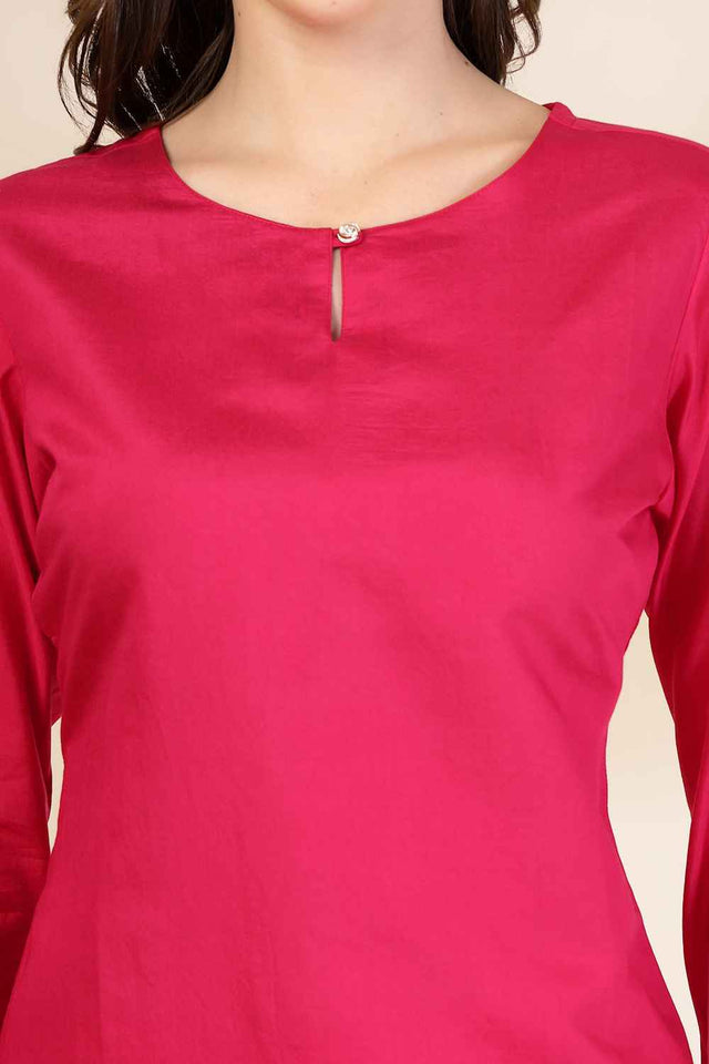 Pink Solid Silk Kurti Pant Set (6346SKDPK)
