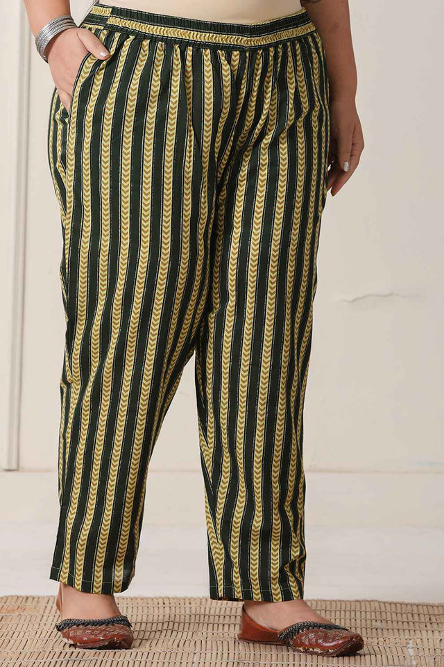 Green Block Pure Cotton Kurti Pant Set