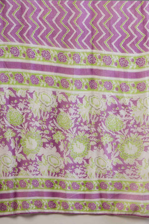 Violet Floral Printed Cotton Kurti Pant Set