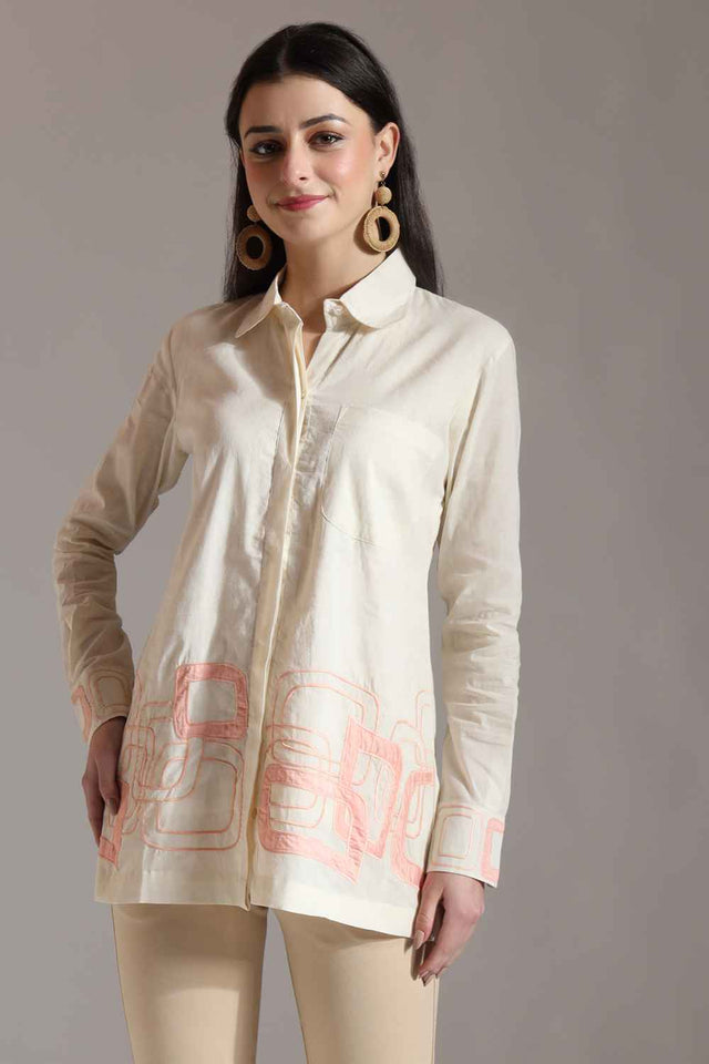 White Thread Design Pure Cotton Tops