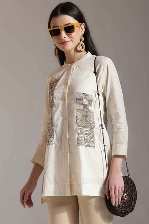 White Kantha Pure Cotton Tops (6448TOPWH)
