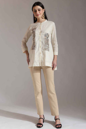 White Kantha Pure Cotton Tops (6448TOPWH)