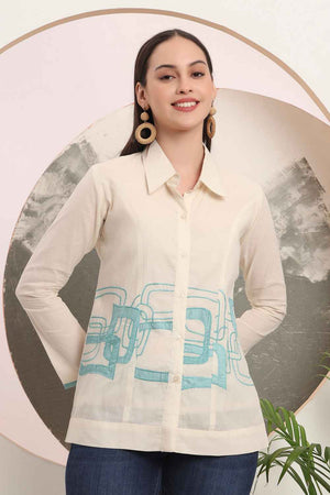 White Thread Design Pure Cotton Tops