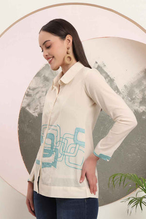 White Thread Design Pure Cotton Tops