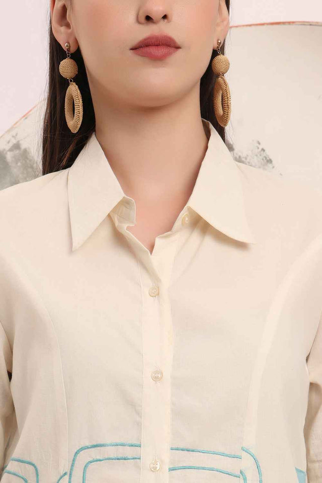 White Thread Design Pure Cotton Tops