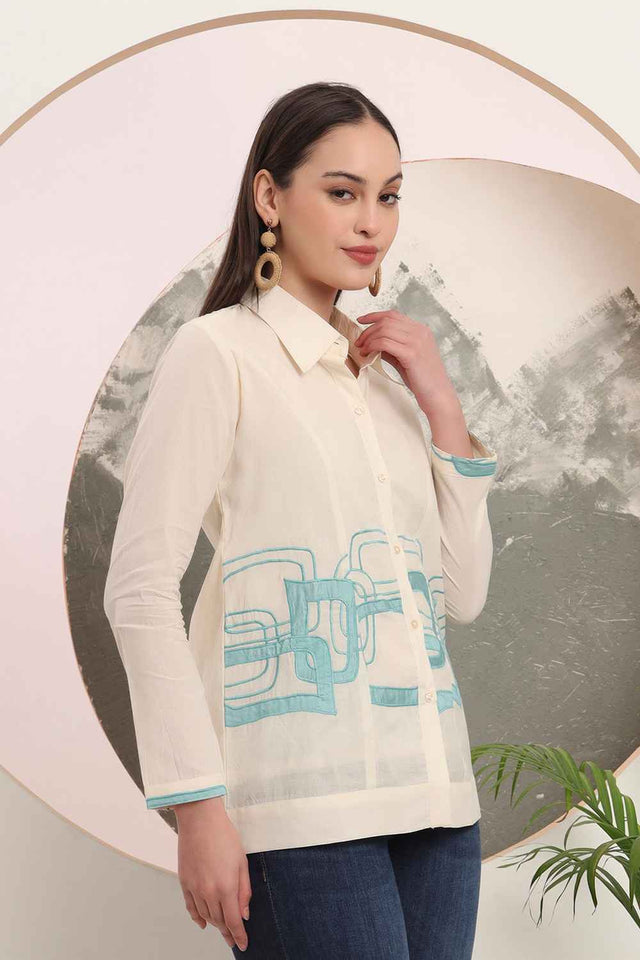 White Thread Design Pure Cotton Tops