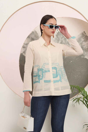 White Thread Design Pure Cotton Tops