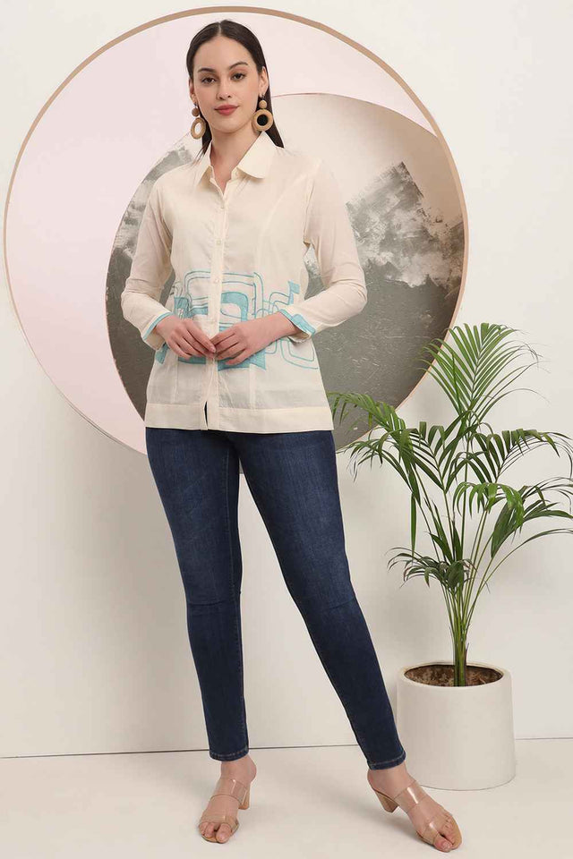 White Thread Design Pure Cotton Tops