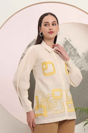 White Thread Design Pure Cotton Tops