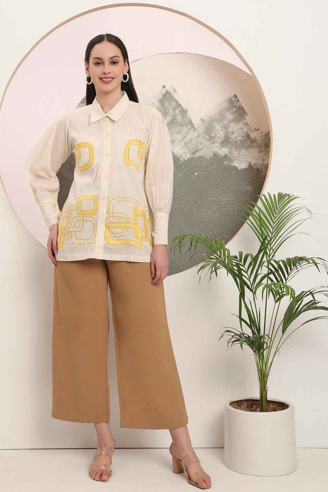 White Thread Design Pure Cotton Tops