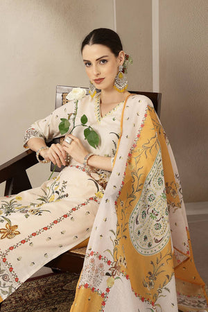 Yellow Floral Printed Cotton Straight Cut Suit Set