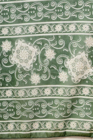 Turquoise Floral Printed Cotton Kurti Pant Set