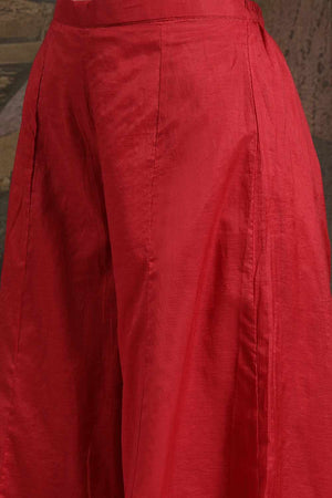 Red Embroidery Silk Blend Kurti Palazzo Set (6560SKDRD)