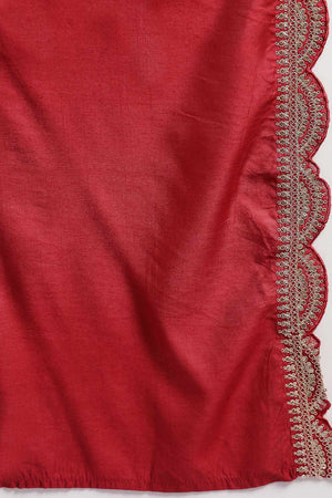 Red Embroidery Silk Blend Kurti Palazzo Set (6560SKDRD)