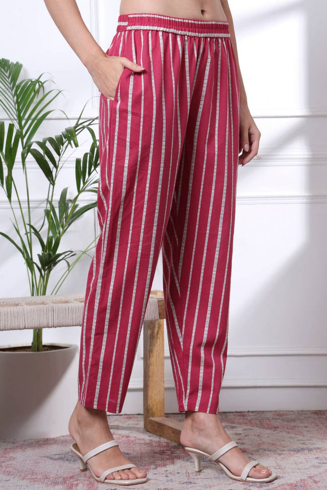 Pink Floral Printed Cotton Straight Cut Suit Set