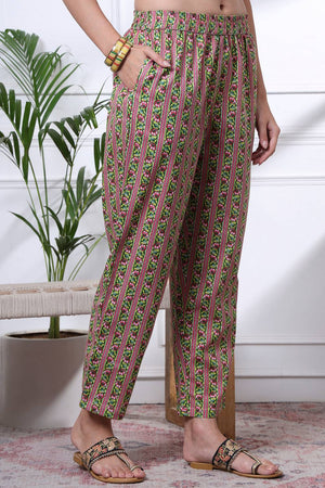 Yellow Floral Printed Cotton Straight Cut Suit Set