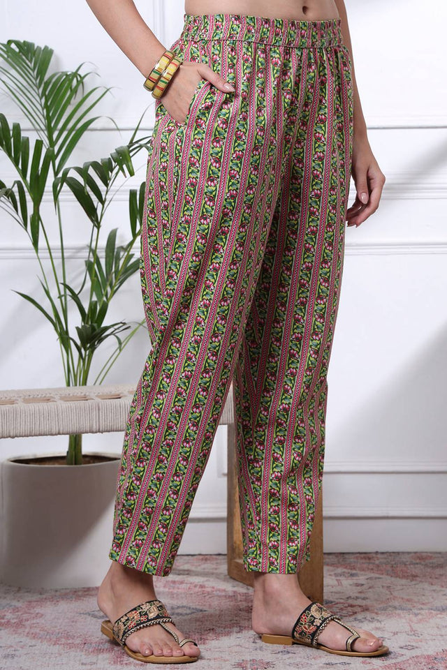 Yellow Floral Printed Cotton Straight Cut Suit Set