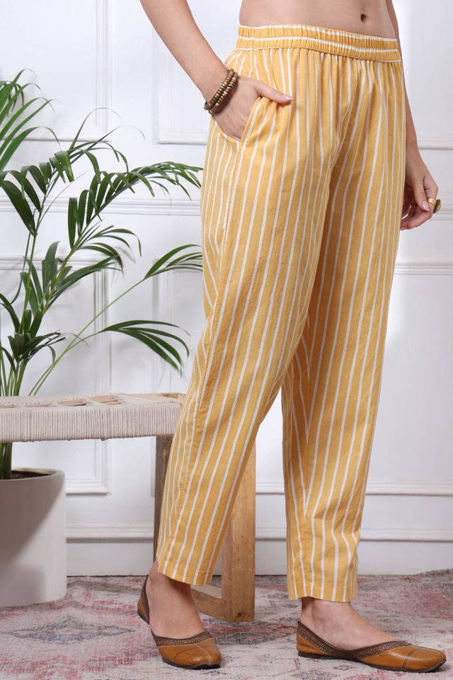 Yellow Floral Printed Cotton Straight Cut Suit Set