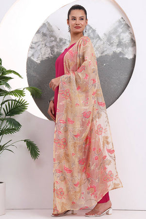 Pink Solid Silk Blend Straight Cut Suit Set