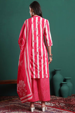 Pink Striped Cotton Palazzo Suit Set