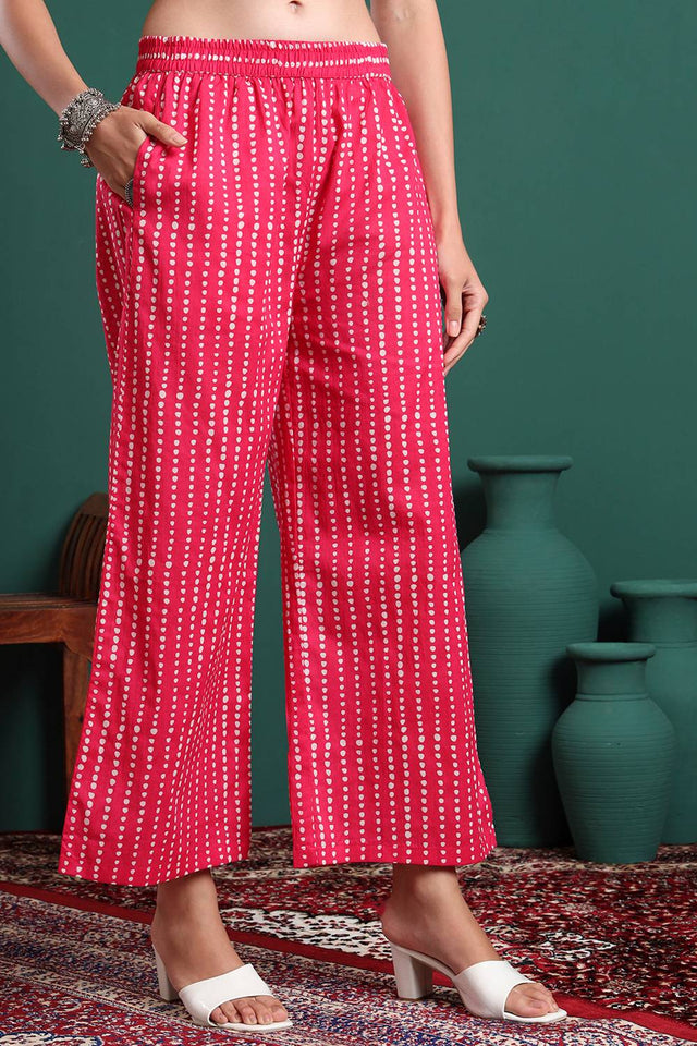 Pink Striped Cotton Palazzo Suit Set