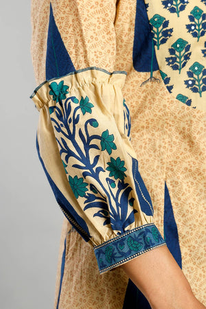 Multi Color Floral Printed Cotton Straight Cut Suit Set